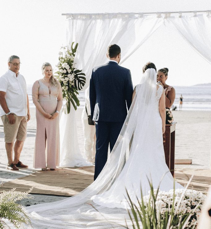 wedding ceremony with relative on a beach